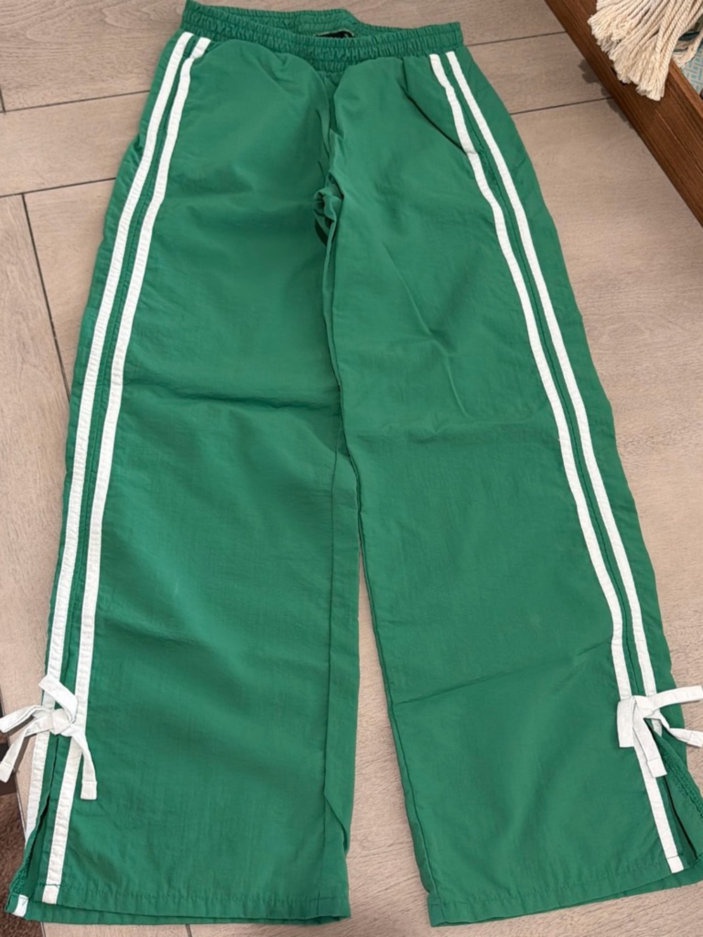 art class Green Track Joggers with White Side Stripes